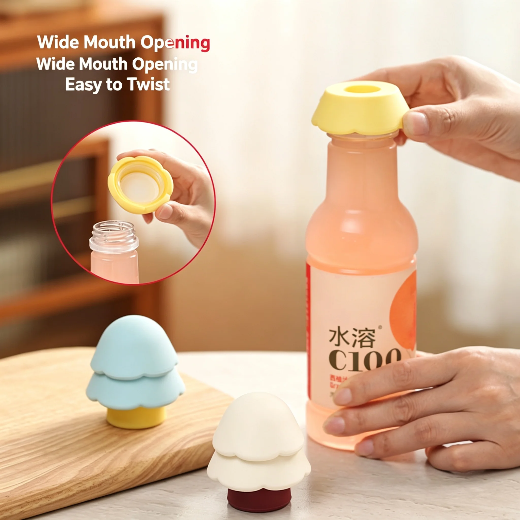 Pine Tree Silicone Bottle Stopper Multi-functional Labor-saving Removable Anti-slip Beverage Bottle Opener for Home Kitchen