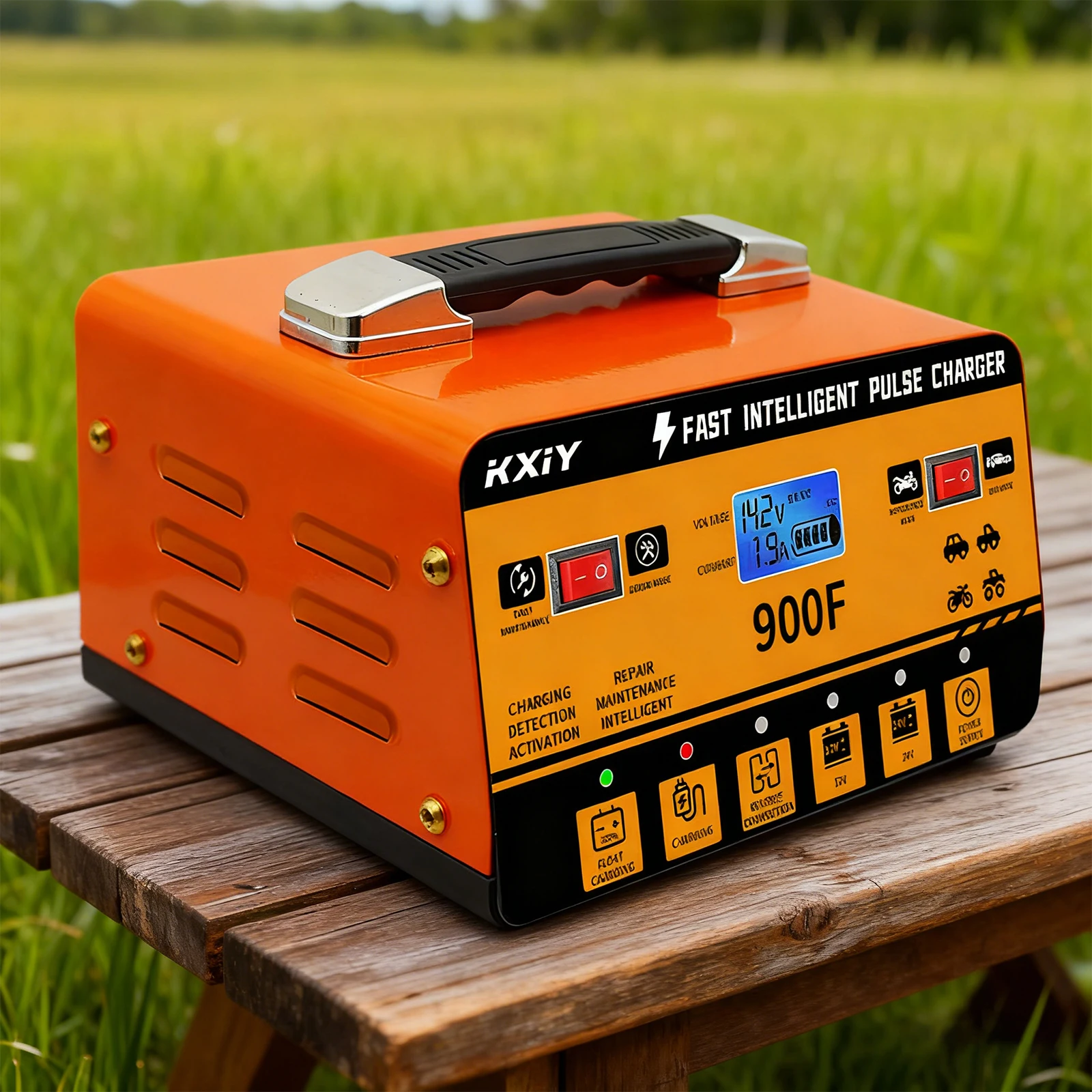 

Автоматическое зарядное устройство для свинцово-кислотных аккумуляторов 12В/24В с ЖК-дисплеем и функцией импульсного восстановления, для мотоциклов и фургонов