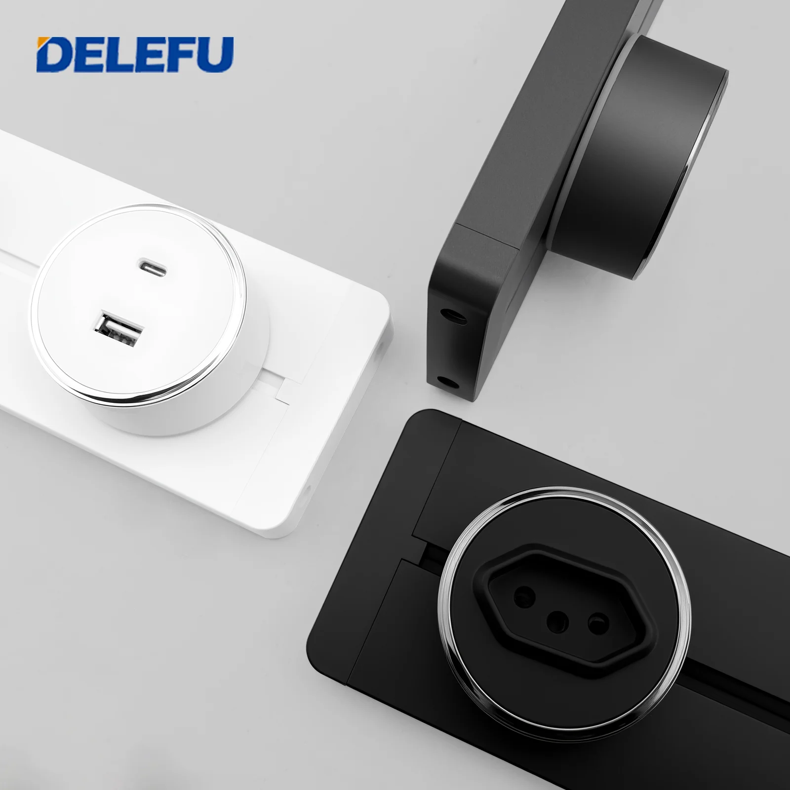 DELEFU Pista Tomada Brasil Itália Chile USB-AC Rodada Adaptador Romovable Casa Cozinha Reunião Montado Na Parede Tomada Elétrica DIY