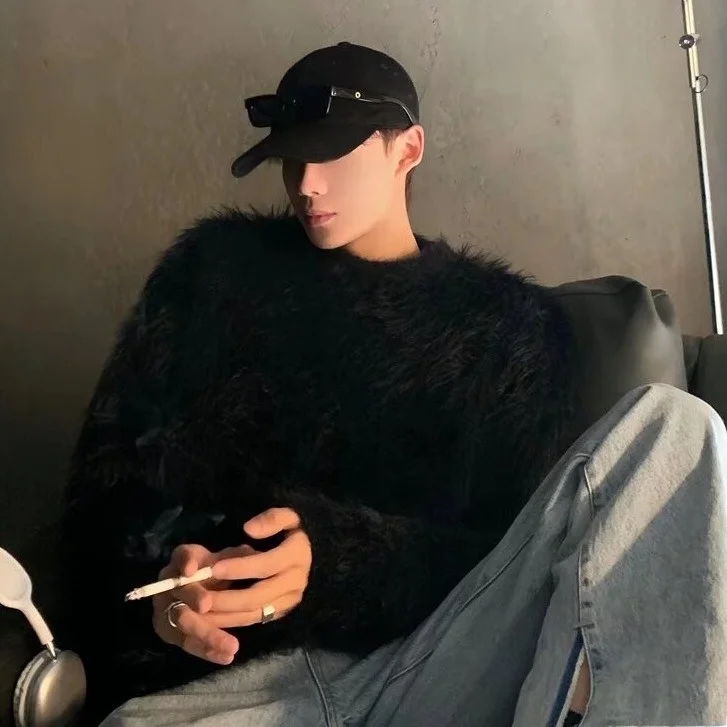 

Loose Fit Men's round Ne Knitwear Autumn Winter Large Size 36lb Trendy Casual Sle Couple's Sweater Comfortable Knitted S...