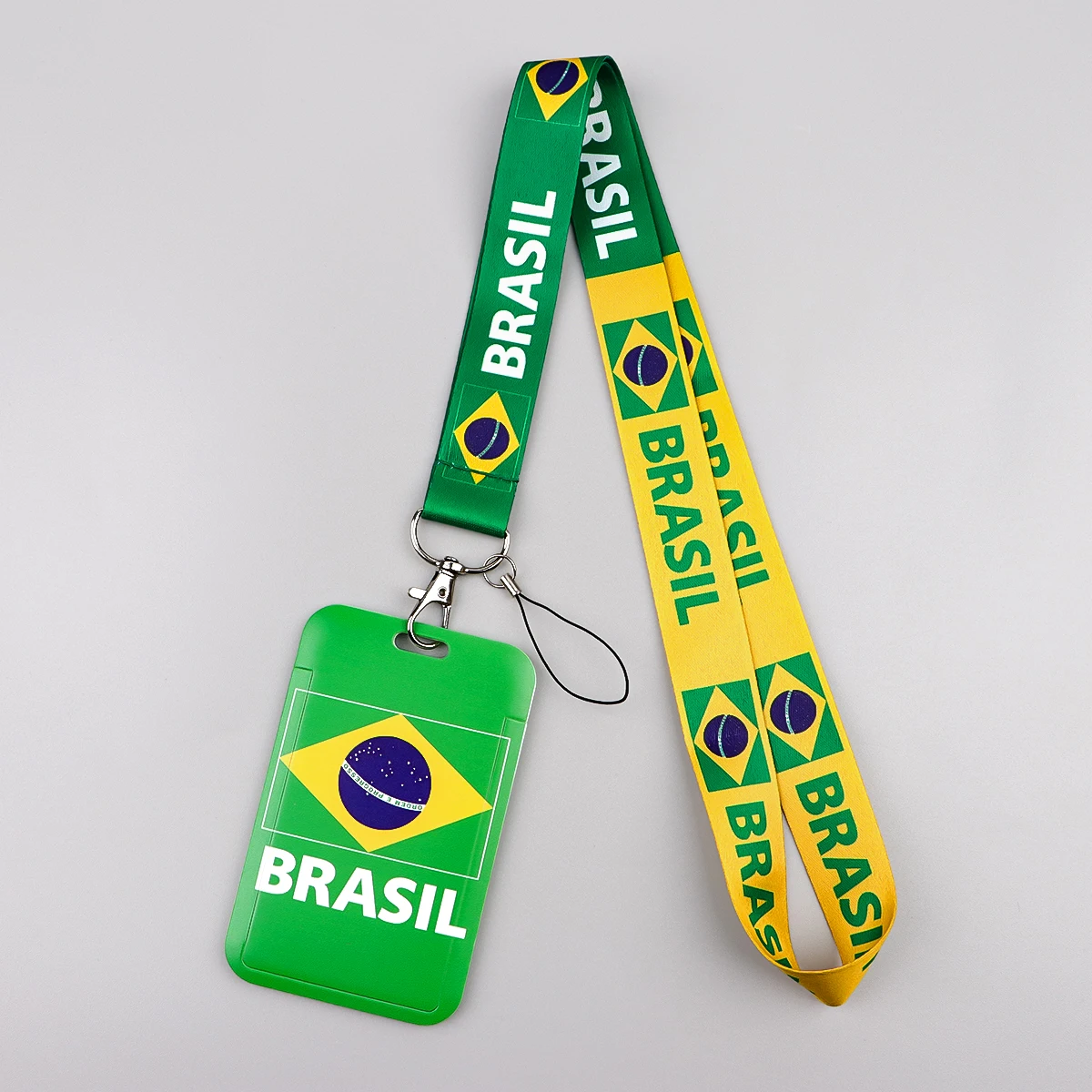 Brasilien Nationalflaggen-Lanyard Halsband Brasilien Schlüsselanhänger Ausweishülle Ausweishalter Handy-Umhängeband Schlüsselring Zubehör