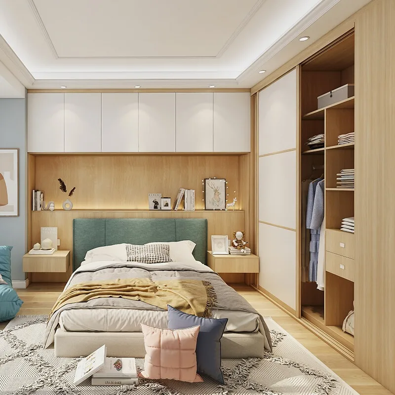 

# Youth Apartment Furniture Full Set Custom Bed Wardrobe Top Cabinet Bedside Cabinet LOFT Single Apartment