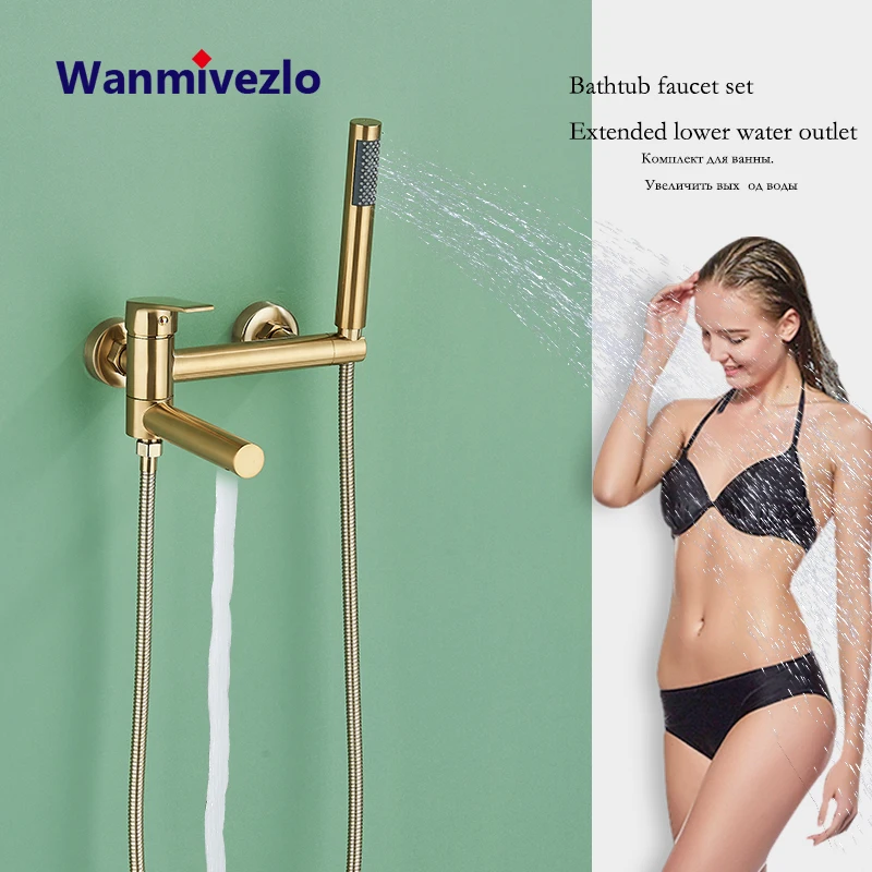 Wanmivezlo Full Shower Set for Bathroom Bathtub Faucet With Swivel Tub Spout Brass Wall Mounted Bathroom Shower Mixer Tap