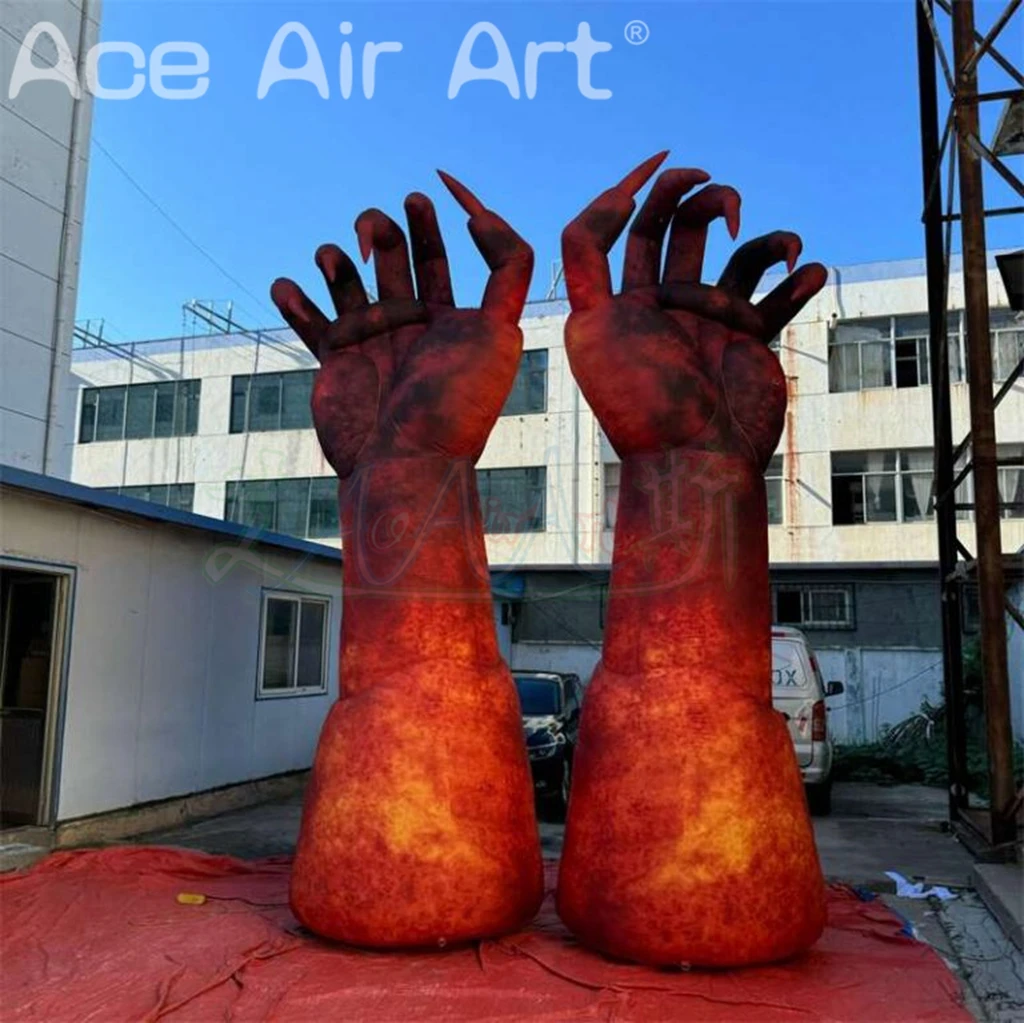 Inflatable Large Devil Hand,inflatable Red Evil Hand Balloon for Halloween Scene Decoration