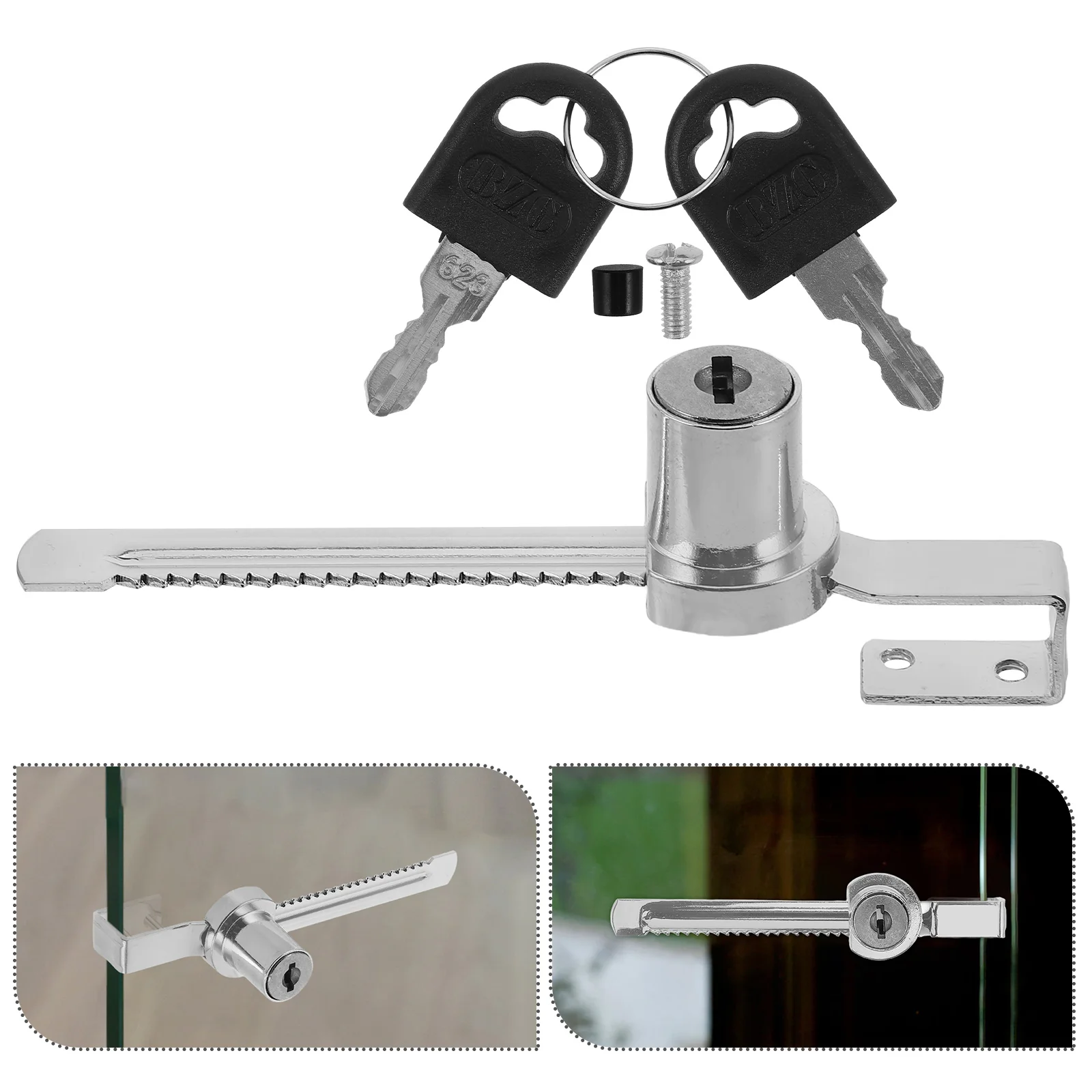 2 Sets Cabinet Door Lock Display Case for Cabinets Glass Refridgerator Sliding Ratchet Key