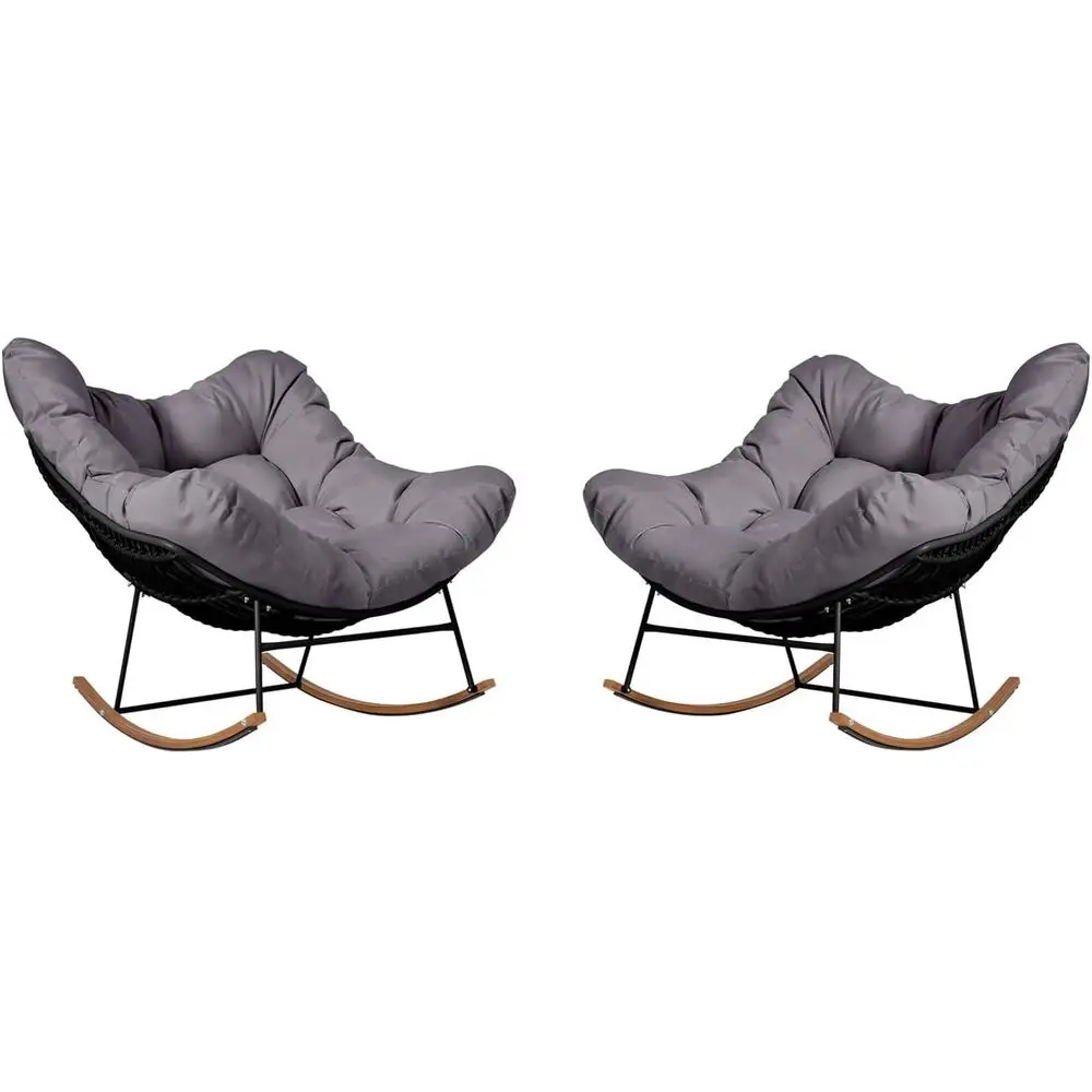 

Outdoor 2-Piece Rocking Chair Set with Cushions for Patio, Garden, Backyard - Gray
