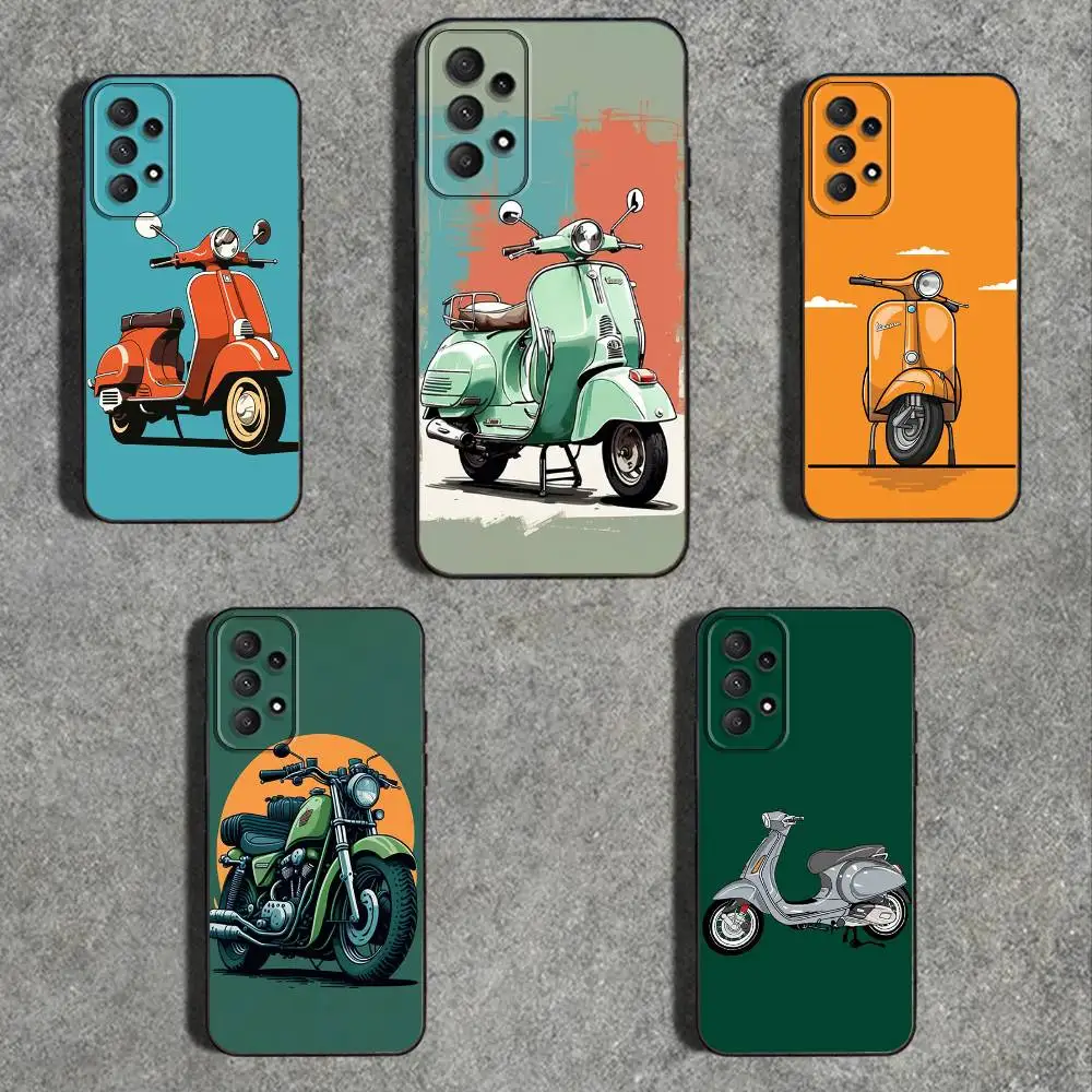 Funda de teléfono V-Vespa S-Scooter-ES para Samsung Galaxy A73,31,32,72,41,53,52,71,22,5G,Note,J7,8,9 funda negra suave