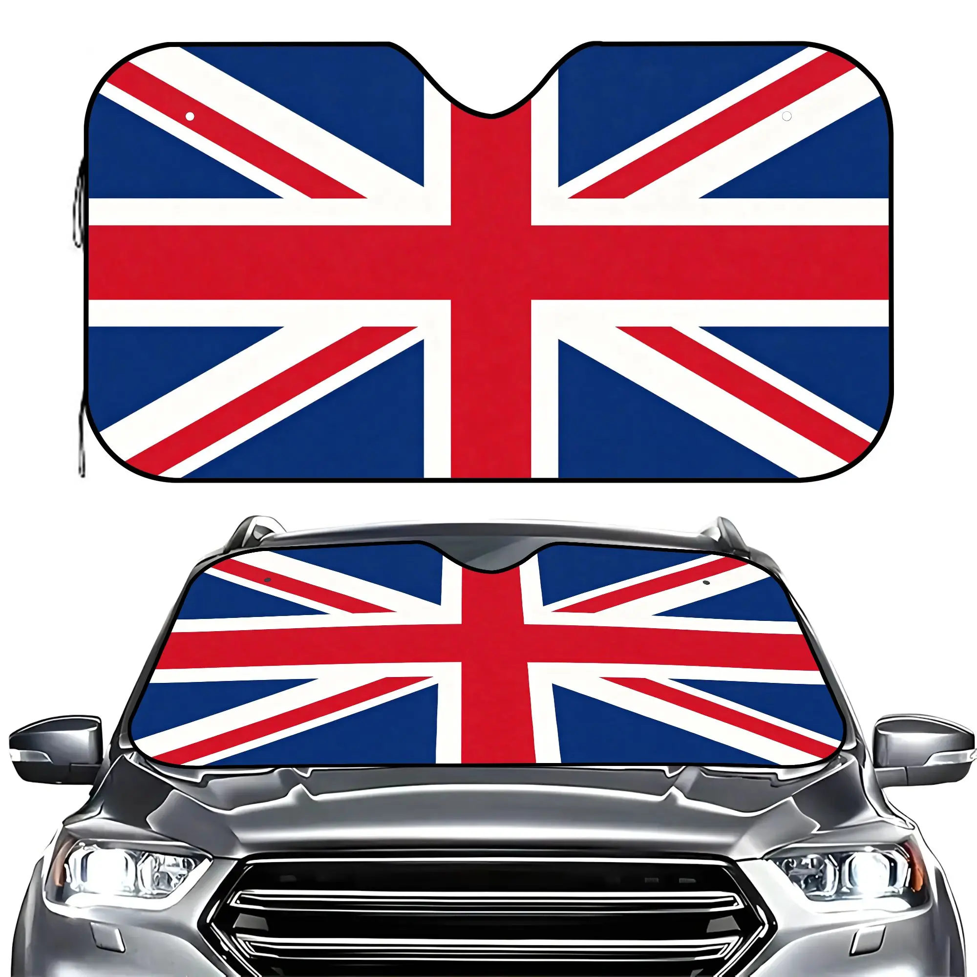 UK Flag Car Windshield Sun Shade Union Jack Insulated UV Protector Foldable Reflector for Heat Blocking Cooling