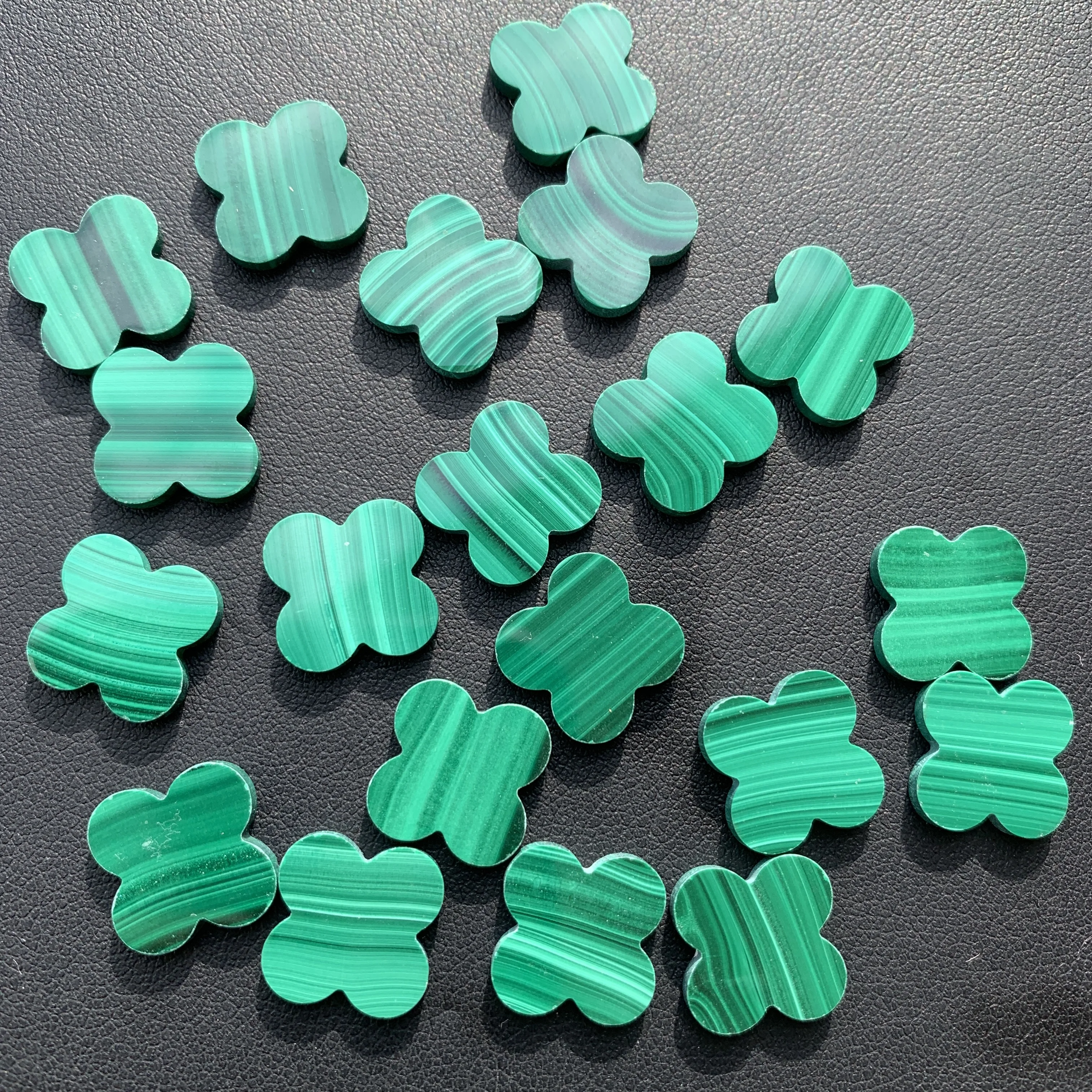 14mm Natural Green malachite four leaf clover for pendant Jewelry Making DIY Bracelet Necklace Parts