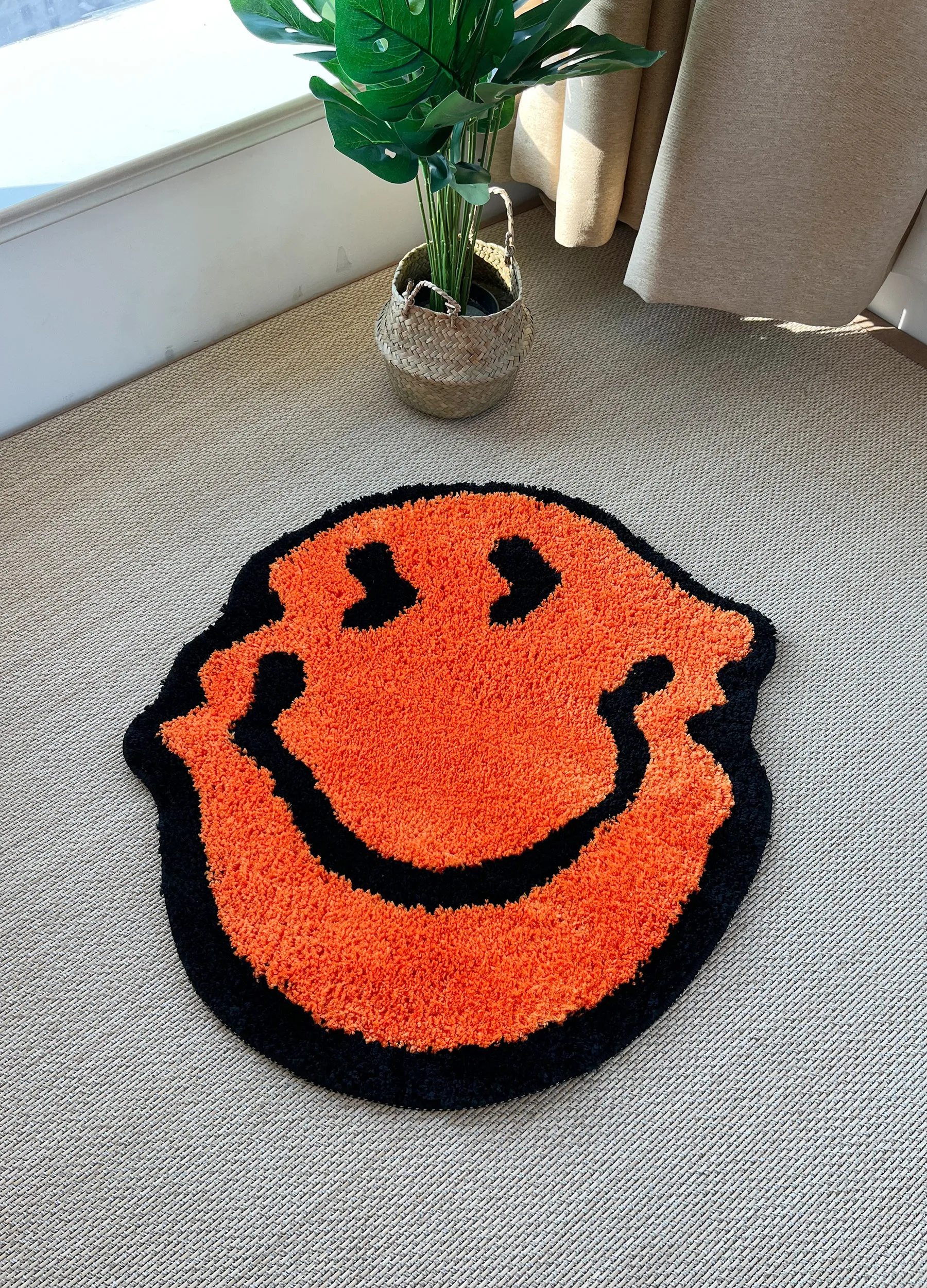 VIKAMA Funky Happy Smiley Fußmatte, rutschfester, waschbarer Eingangsteppich mit Cartoon-Print, waschbare Bodenmatte im Streetwear-Stil für Zuhause – Detail 7