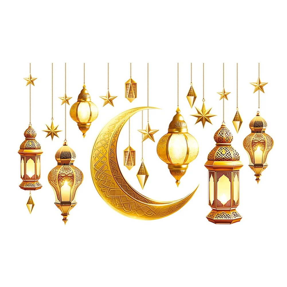 Window Decal Clings Ramadan Wall Sticker For Living Room Easy Installation Lightweight Design Suitable For Indoor Use