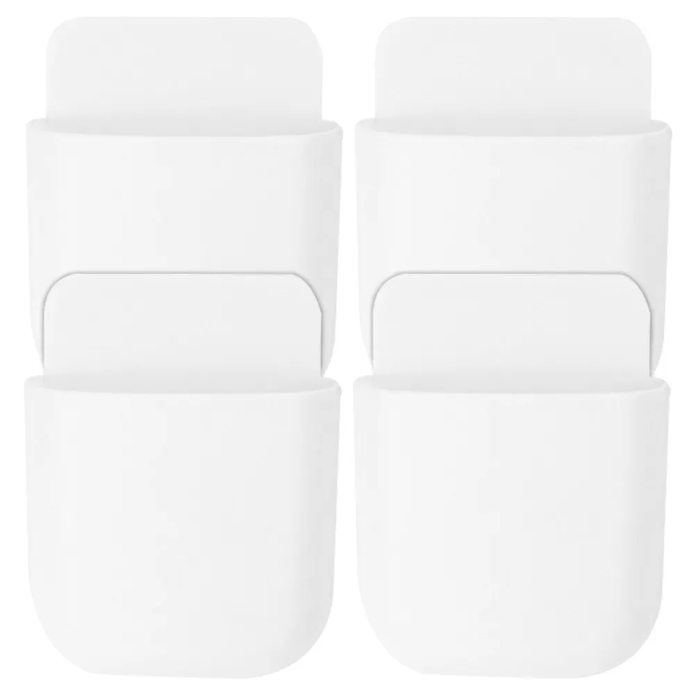 4Pcs Phone Support Wall Mounted Remote Control Holder Adhesive Plastic Bracket Phone Charging Rack Organizer Wall Pencil Holder