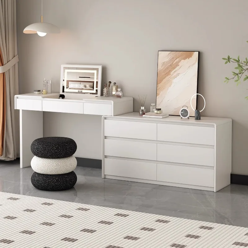 

Modern Nordic White Vanity Table Wooden Aesthetic Space Saving Dresser Bedroom Drawers Organizer Mesa Tocador Home Furniture