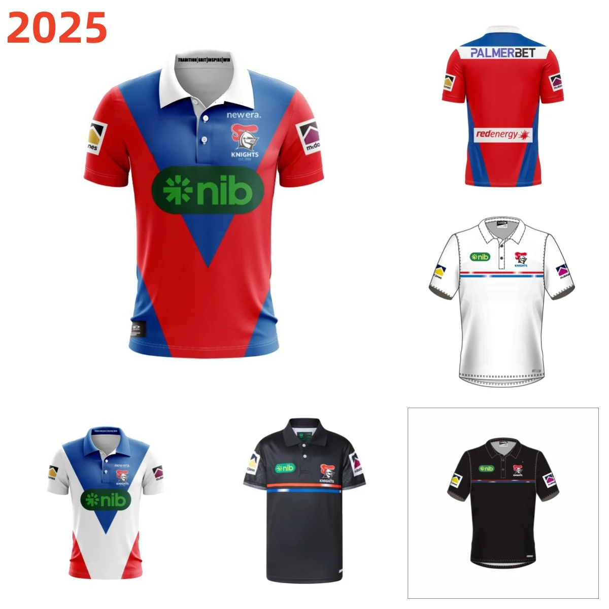 Newcastle Knights 2025 Home and Away Black Media Polo