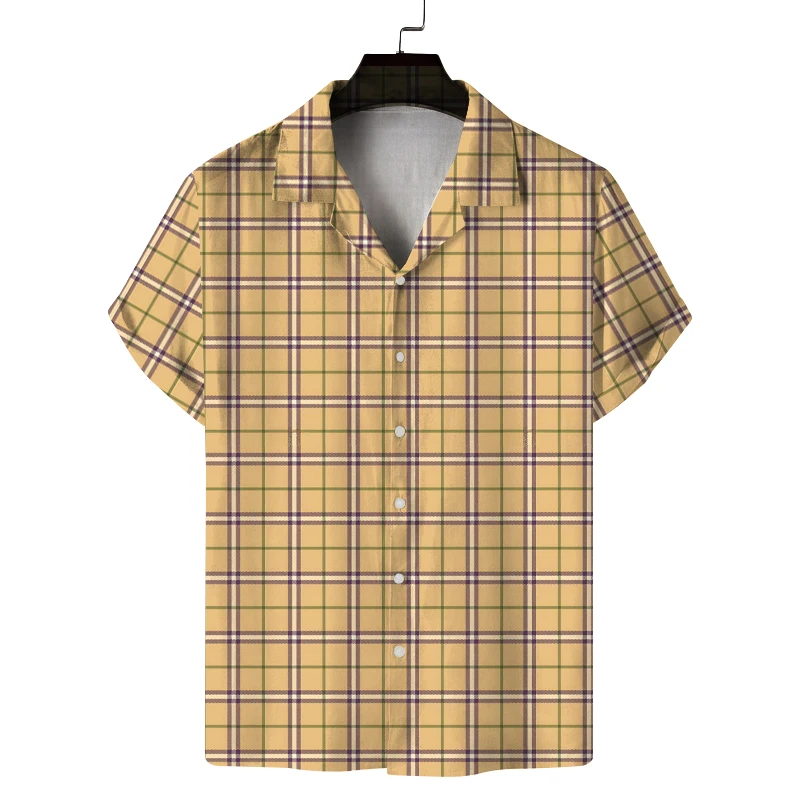 New summer shirt men's short-sleeved plaid design casual commuting fashion all-match personality breathable daily