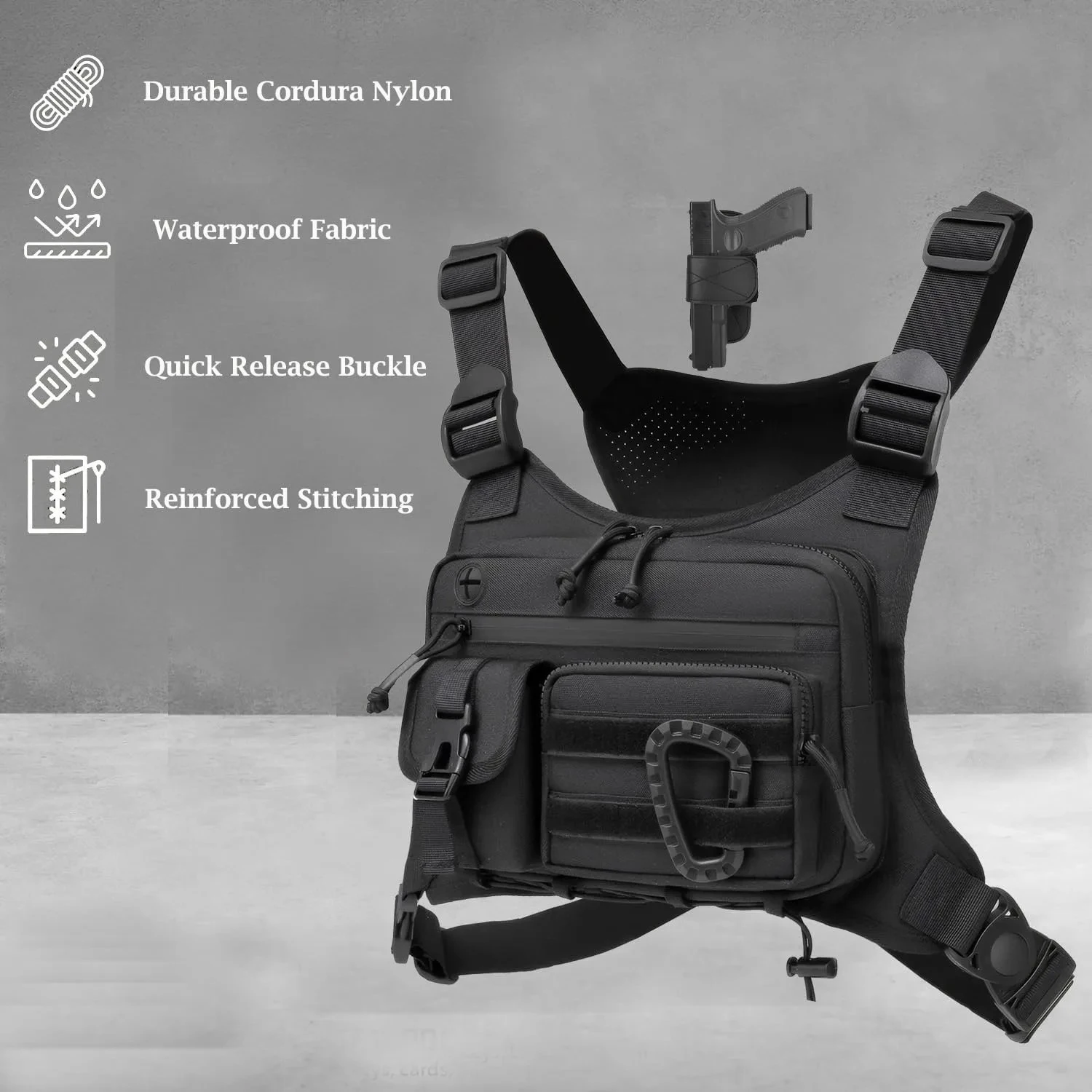Colete Tático Masculino Multifuncional para Atividades ao Ar Livre, Mochila Leve para Ciclismo, Caminhada, Camping e Esportes