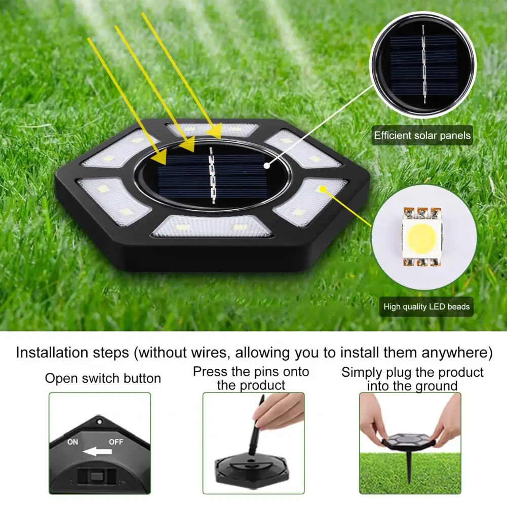 Wireless Solar Light Outdoor Solar Light Super Bright Outdoor Solar Pathway Garden Ground Lamp with Sensor for Simple