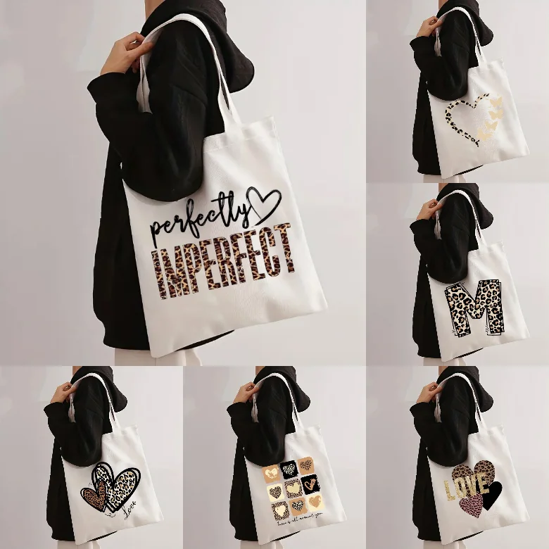 

Fashion Leopard Print Canvas Handbag Tote Bags Women's Shoulder Bag Versatile Shopping Handbag Suitable for Daily Leisure Travel
