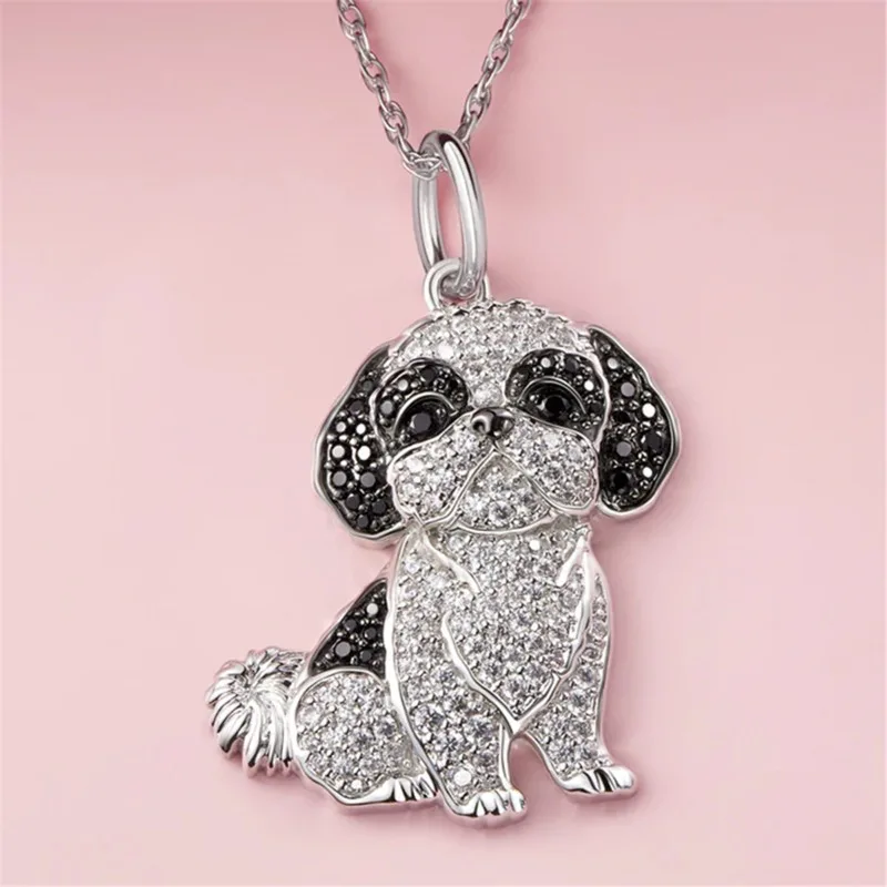 Colgante de Shih Tzu de aleación de Zinc ecológico, collar de cachorro de dibujos animados fundidos a presión, creativo, cruzado