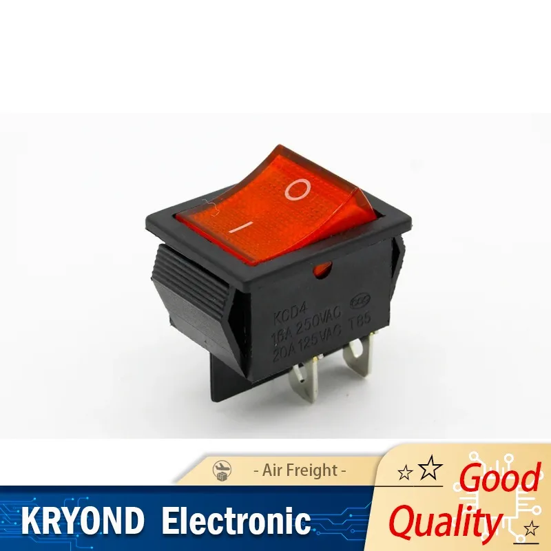 2PCS Red 4-Pin Light On Off Boat Button Switch 250V 16A AC 125V 20A