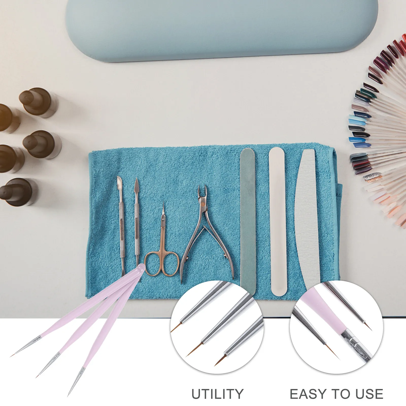 

Набор из 3-х кистей для нейл-арта: высокоточные лайнеры для тонких линий и цветочных узоров, идеально подходят для домашнего и салонного использования.