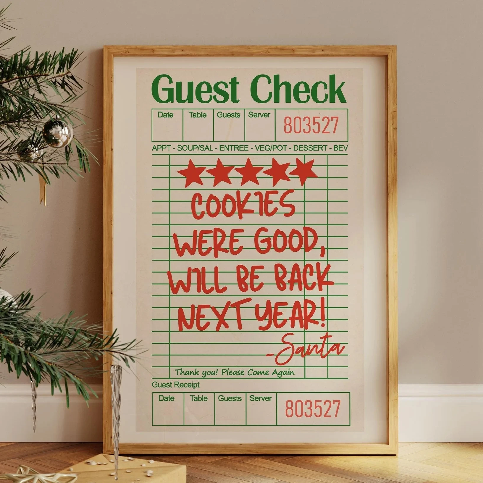1pc Winter Fashion Christmas Calligraphy Frameless Poster Funny Cookies Five-Star Rated Canvas Print Kitchen Home Café Decor