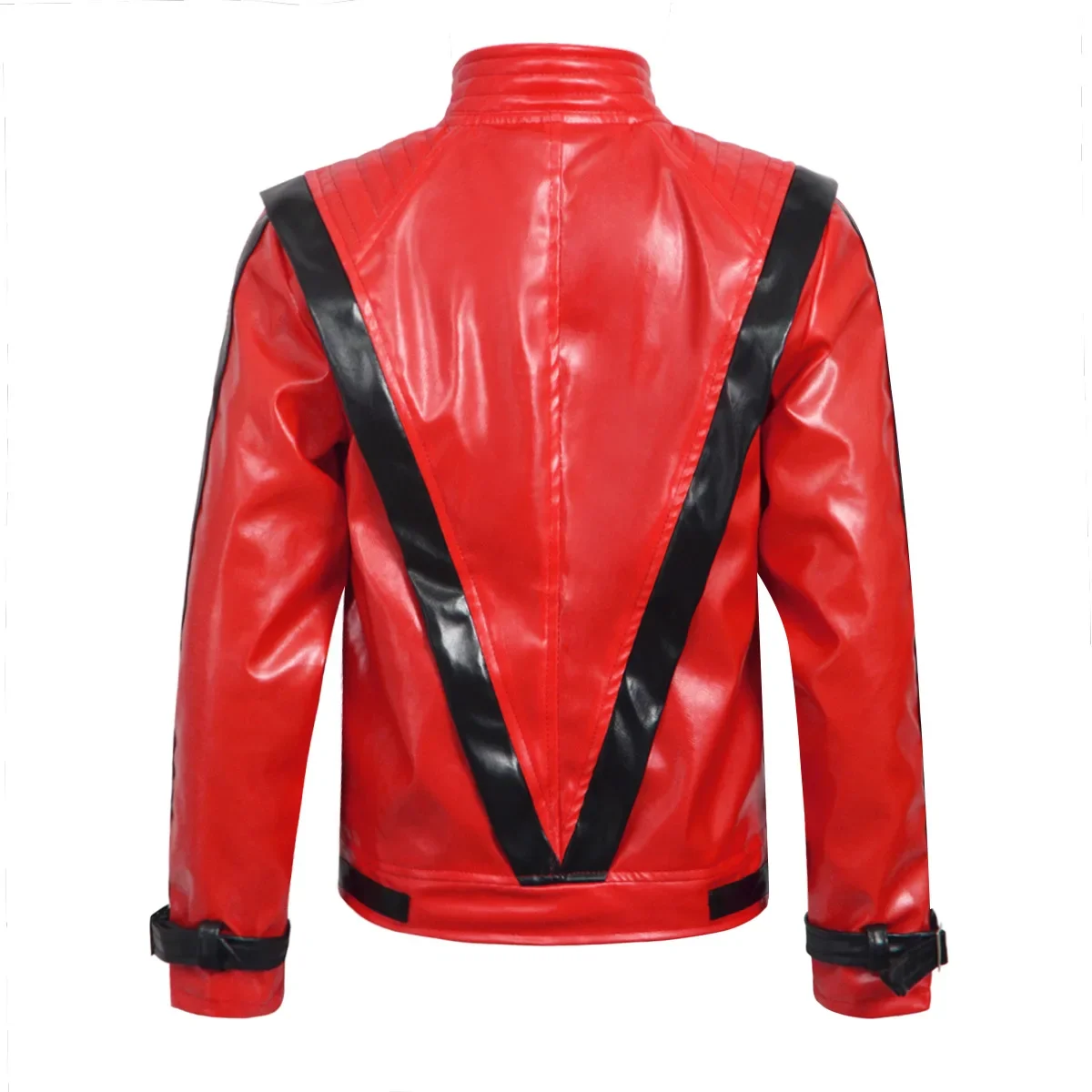 Michael Jackson Thriller Scary Costume Red Leather Jacket for Women Men Teen  Halloween Retro Bomber Baseball Coat For Carnival view 4
