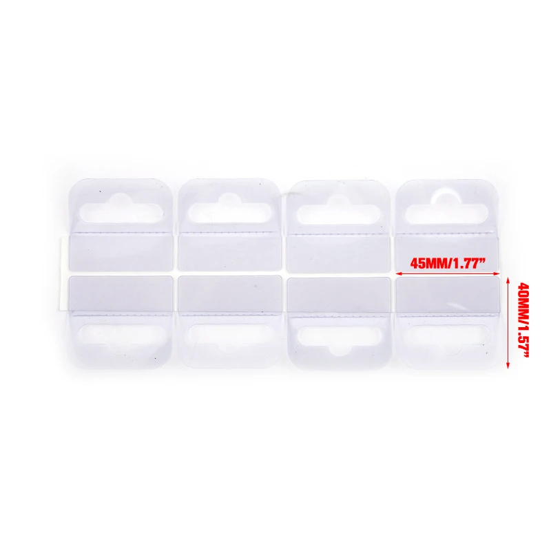 100pcs PVC Slot Hole Adhesive Hang Tabs Tag Hook Merchandise Package Box Bag Peghooks Display