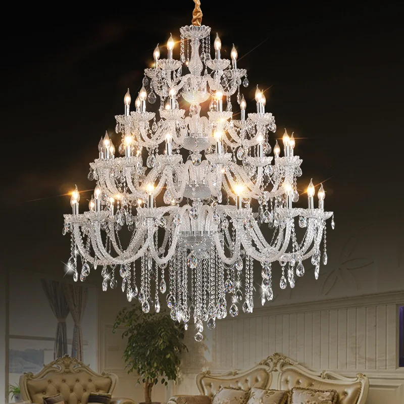 

Extra Large Crystal Chandelier Lighting Top Grade K9 Crystals Hotel Large Lights For Villa Foyer 110v-220v Luxury 3/4 Layers