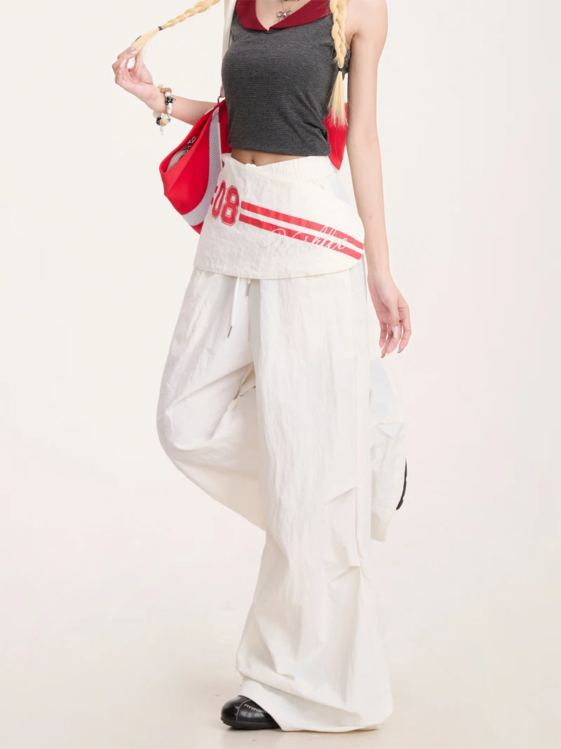 Parachutebroek Dames Baggy Lente Linnen Uitlopende pasvorm Cargostijl Buiten Minimalistisch Patchwork All-Match Trekkoorden Stedelijk Pittig