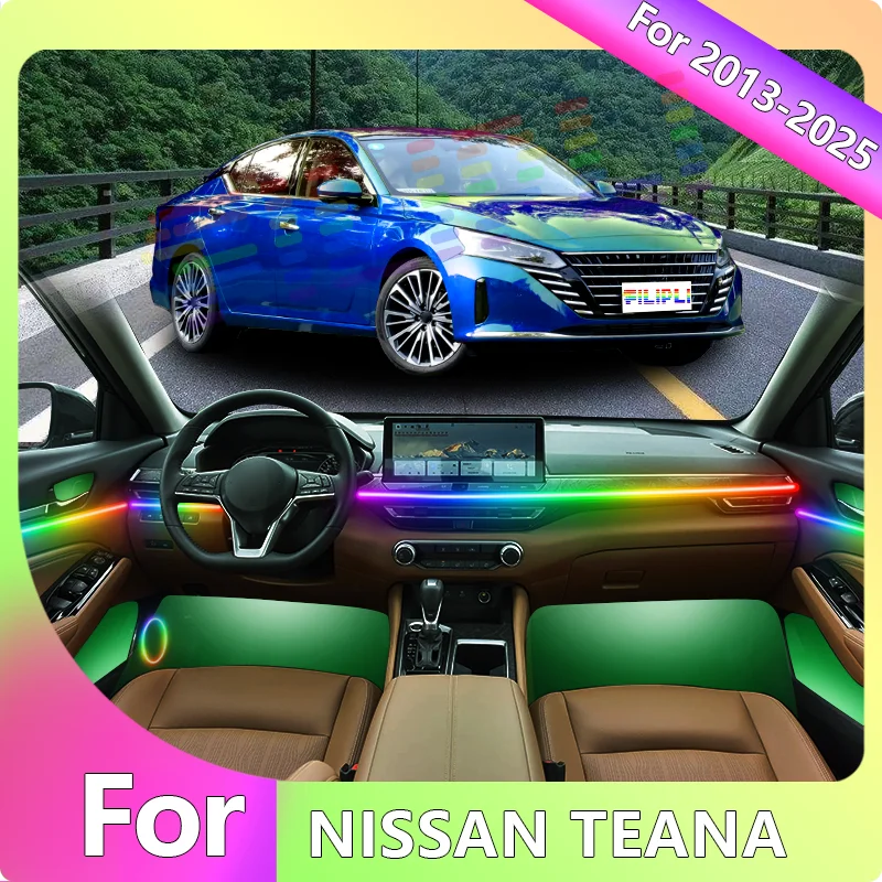 

FILIPLI For The NISSAN TEANA For 2022 Multi Color RGB Car Ambient Light Strip Waterproof Easy Install LED Interior Mood Light