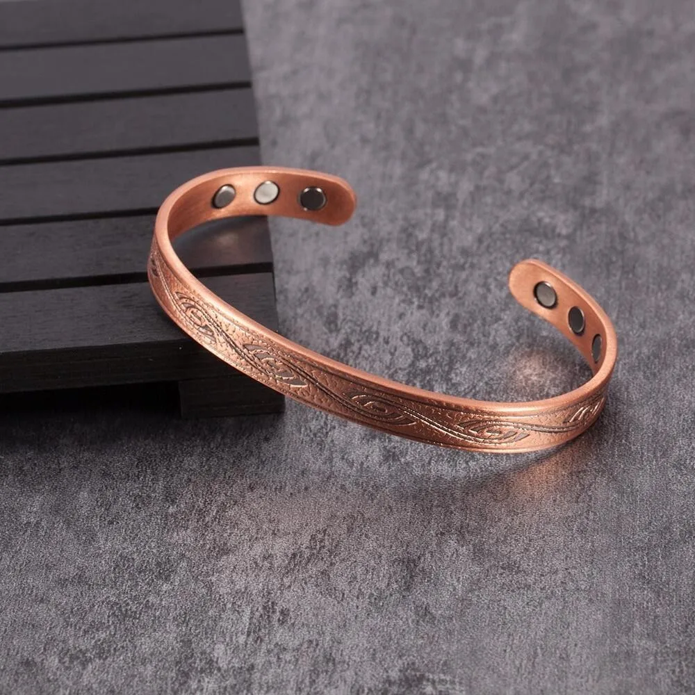 Magnetic Bracelets Bangles Vintage Pure Copper Bracelet Health Energy Arthritis Open Cuff Adjustable Jewelry for Women