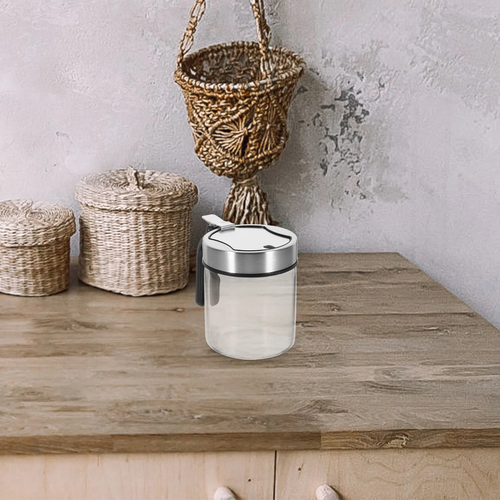 

1Pcs Glass Seasoning Jar Multi-Function Spice Bottle Household Condiment Jar Visible Transparent Design for Kitchen Seasoning