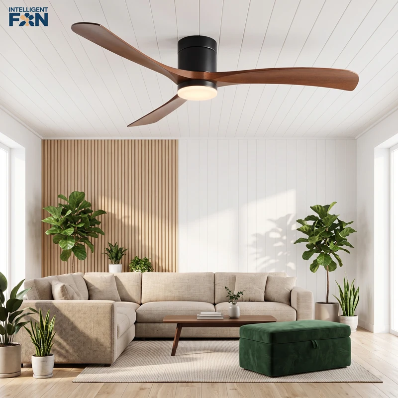 38/56inch Low Floor Ceiling Fan Light 3 Blades DC Motor Remote Control LED Lights for Restaurant Coffee Shop Home Hotel Office