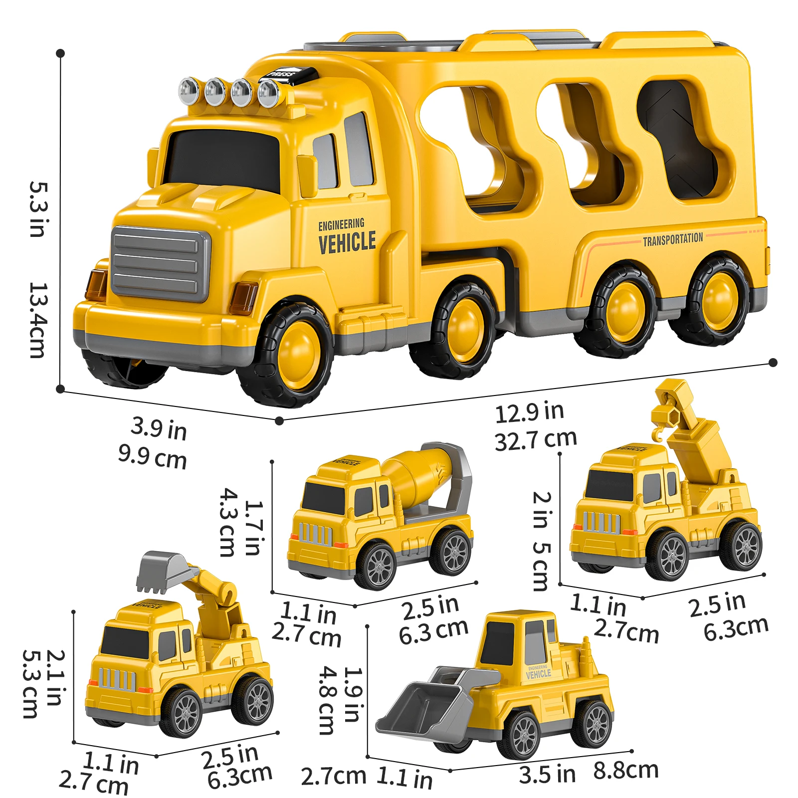 5 in 1 Spielzeug für Baufahrzeuge Transport LKW Träger Spielzeug Kinderspiel zeug LKW für, Geschenke für Kinder Jungen Mädchen