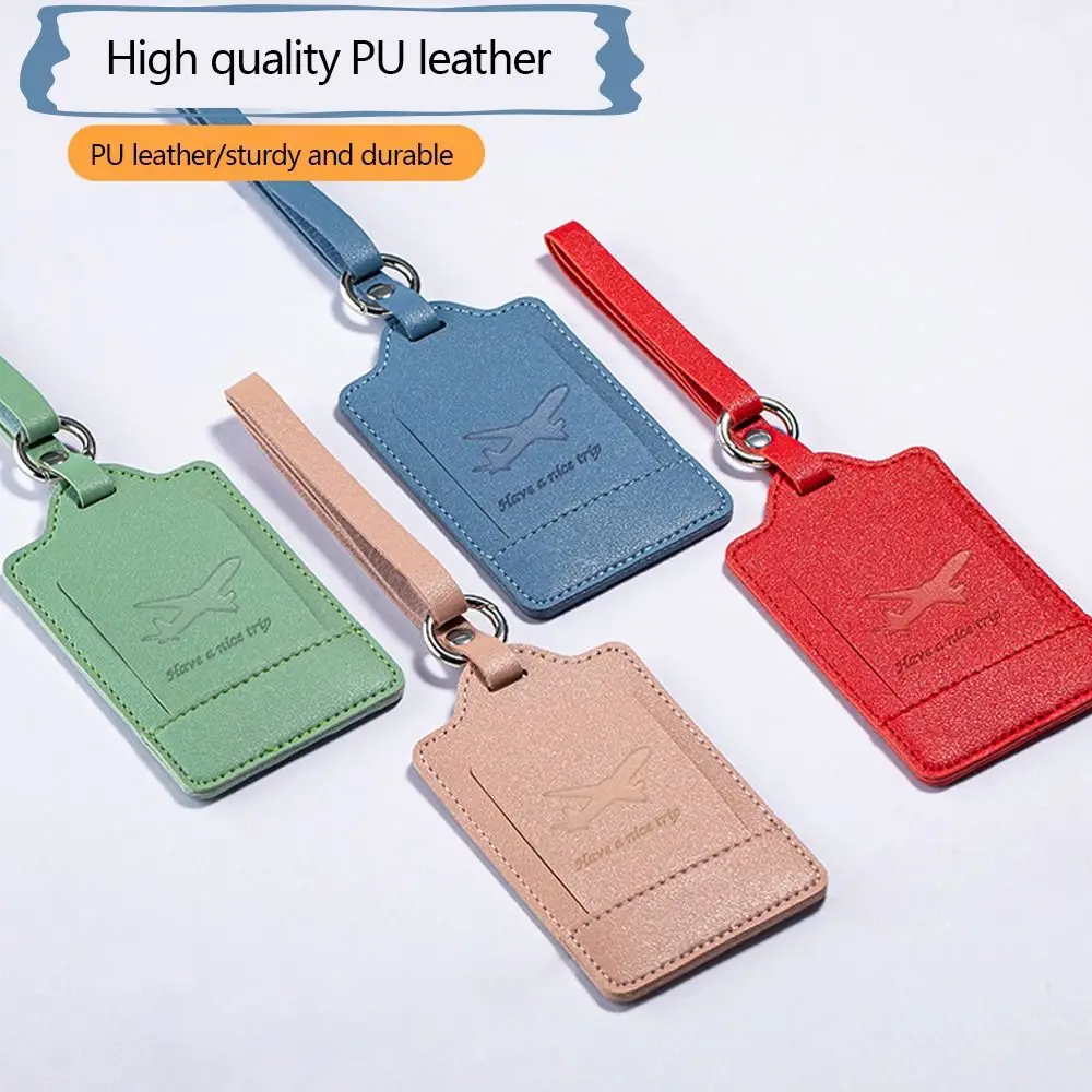 New Portable Luggage Tags Anti Loss Durable Baggage Boarding Bag Tag PU Leather Creative Travel Accessories Men