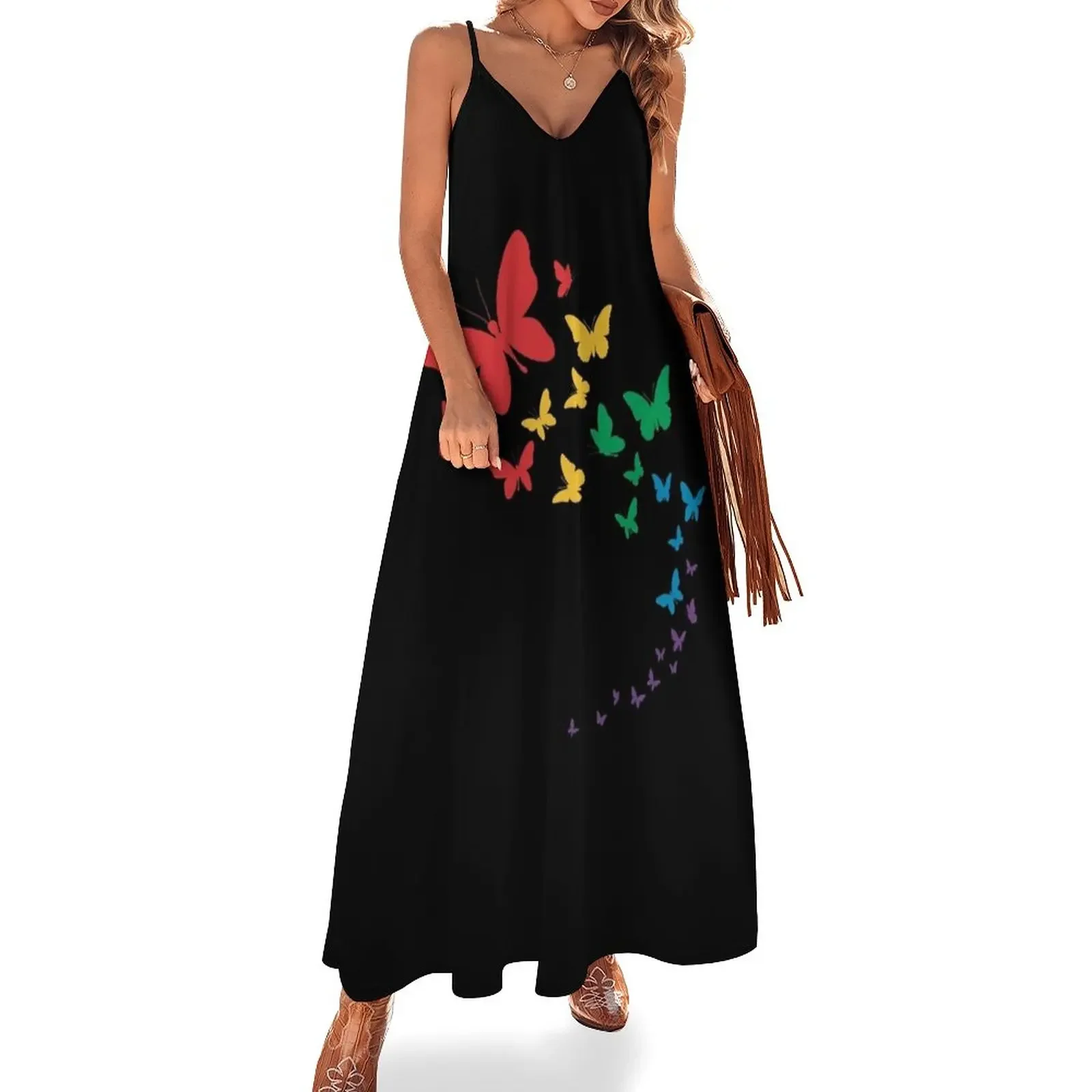 

Pride butterfly rainbow Sleeveless Dress wedding guest dress 2025 Woman dresses Dress vintage