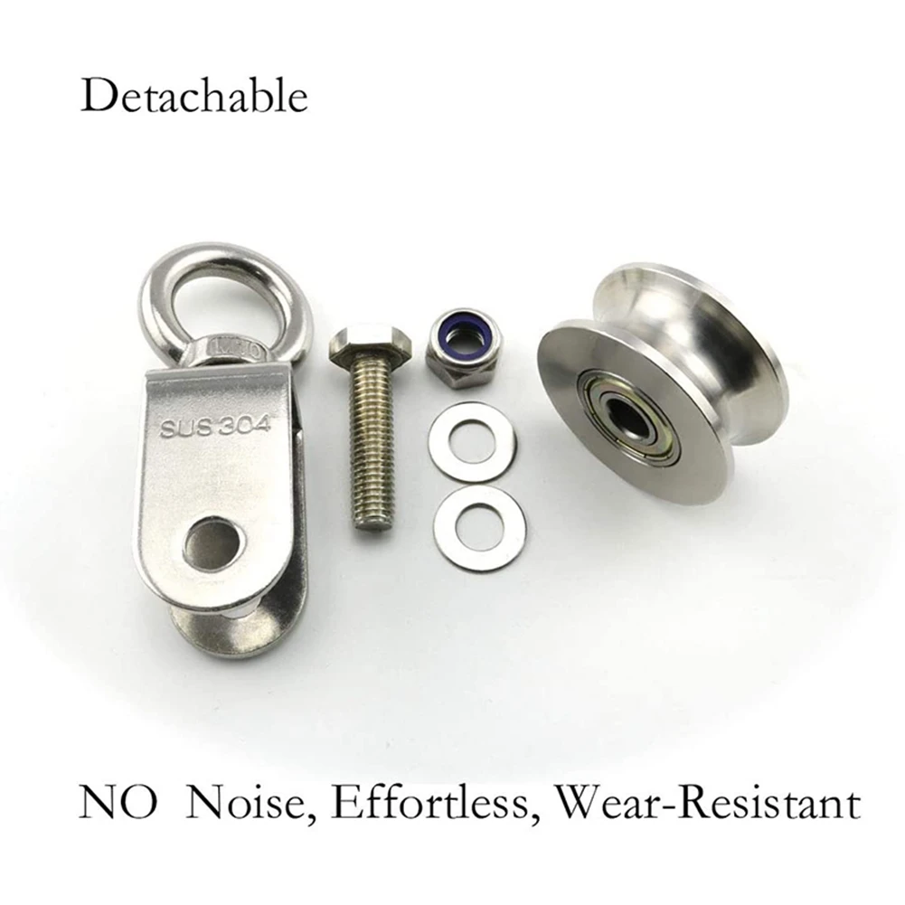 

BAAJ-2X U Type Swivel Pulley 304 Stainless Steel Duplex Bearing Silent Detachable 360 Degree Rotation
