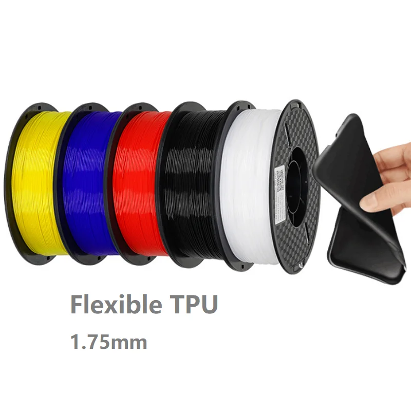 3D Printer Filament Flexible TPU 1.75mm 95A Soft 3D Printer Rainbow Filament 250g 1kg Spool 3D Plastic Material Clear Black