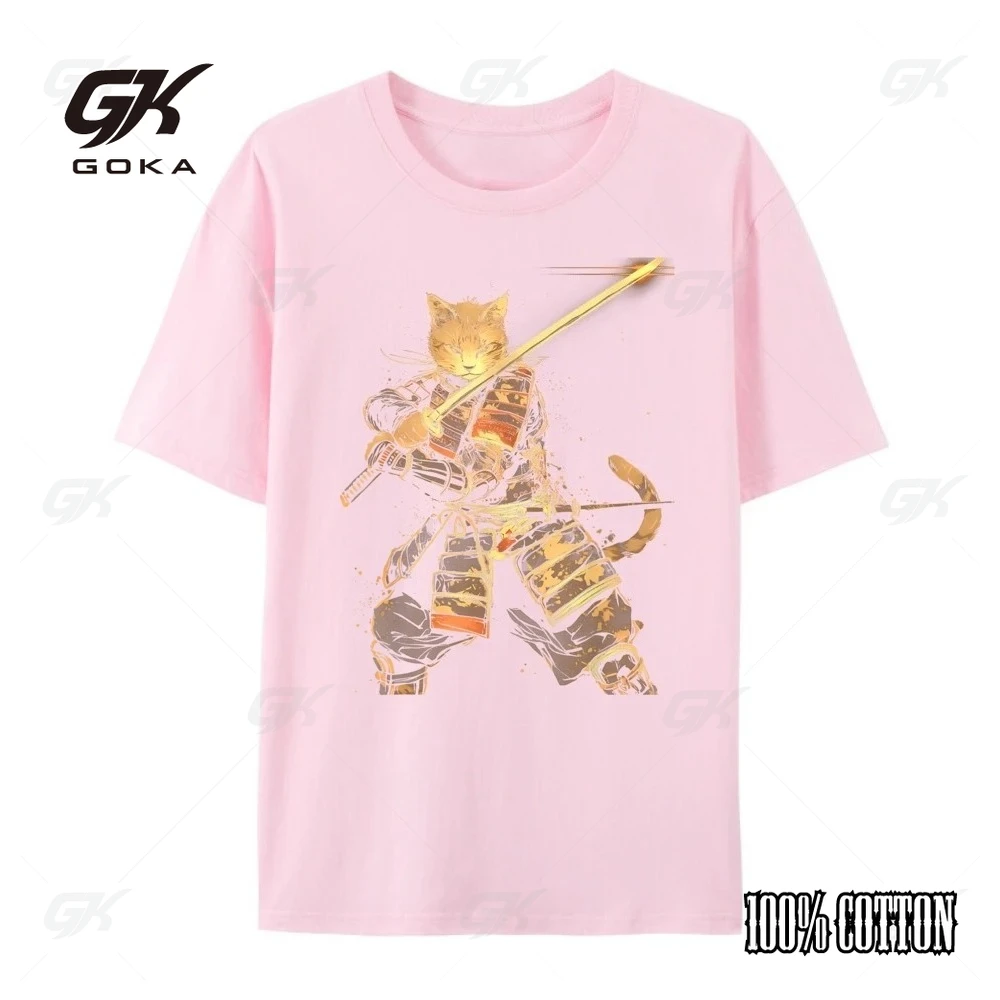 القط الساموراي النينجا القط الساموراي الفن Ukiyo E الرياضة تي شيرت الرجال Camisetas خمر رجالي مصمم عادية الجرافيك تي شيرت طباعة