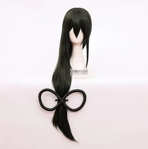 Asui Wig Cosplay Tsuyu Anime Boku No Hero Academia rambut sintetis tahan panas hijau tua panjang + topi Wig + penutup kepala