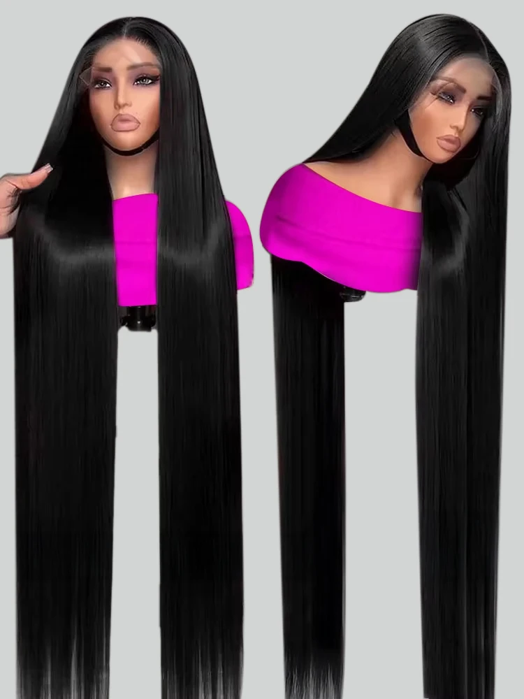 

40 46 Inch Human Hair Wigs 13x6 HD Lace Front Wigs Brazilian 300% High Density Straight 13x4 360 Full Lace Frontal Wig For Women