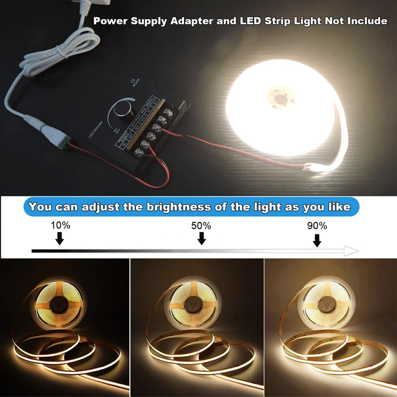 Dimmer LED 12V con telecomando RF e funzione timer, controller dimmer PWM con alloggiamento in alluminio DC 5-24V 40A