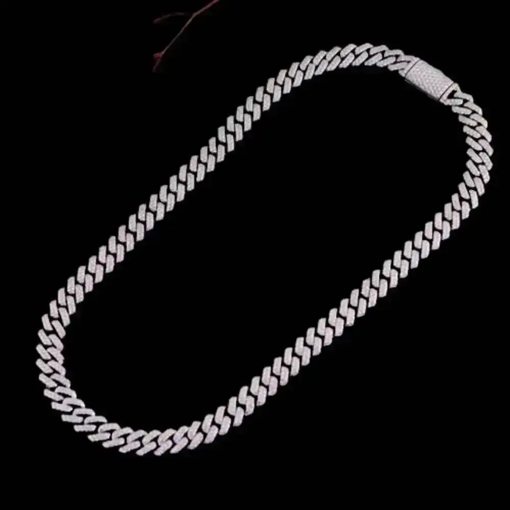 

925 Sterling Silver Mens Iced Out Moissanite Cuban Link Chain