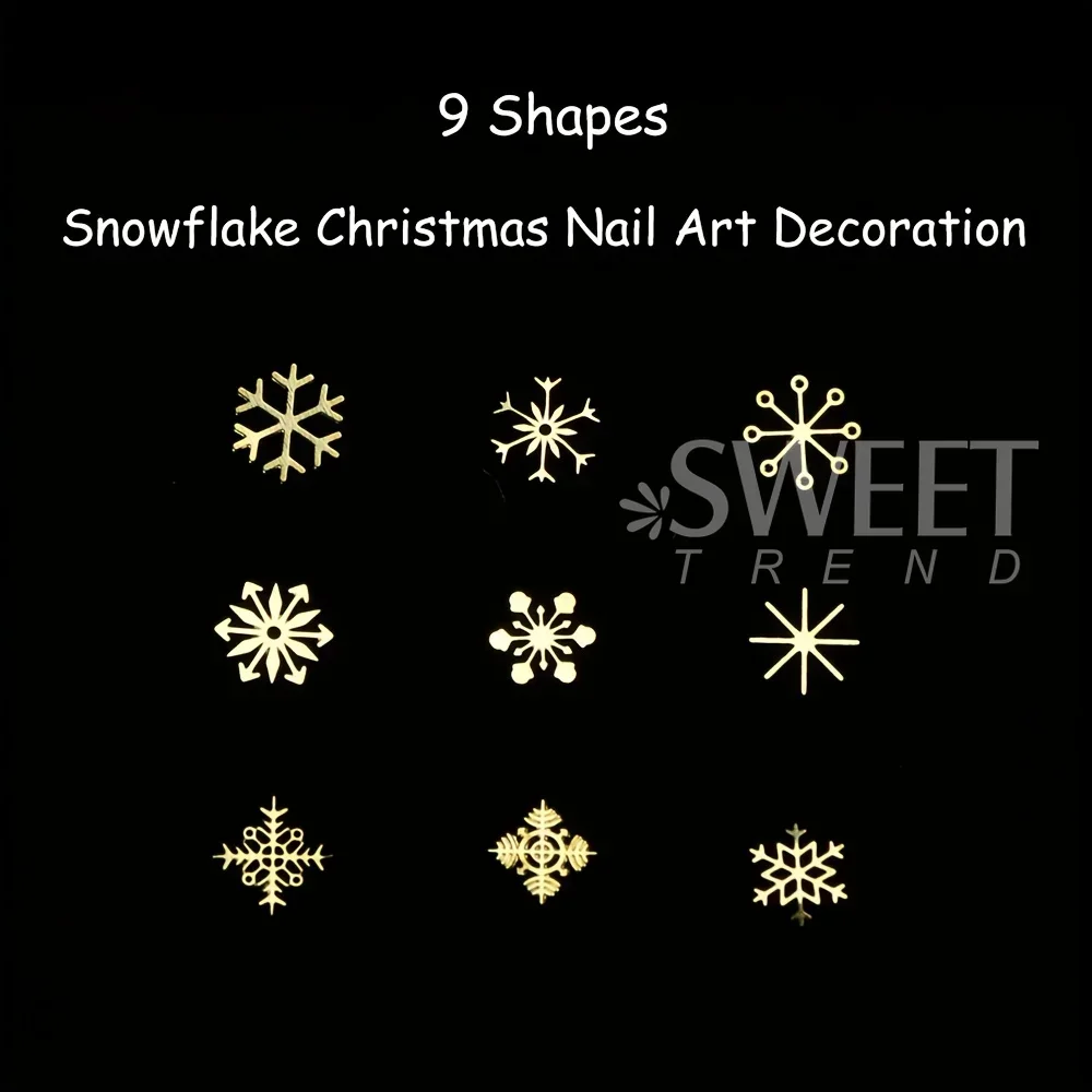 3D karácsonyi snowflakes Fém Köröm Brillíroz sequins mixed-design hollow-out Fehér Havazik flakes snowflakes Köröm charms accessor