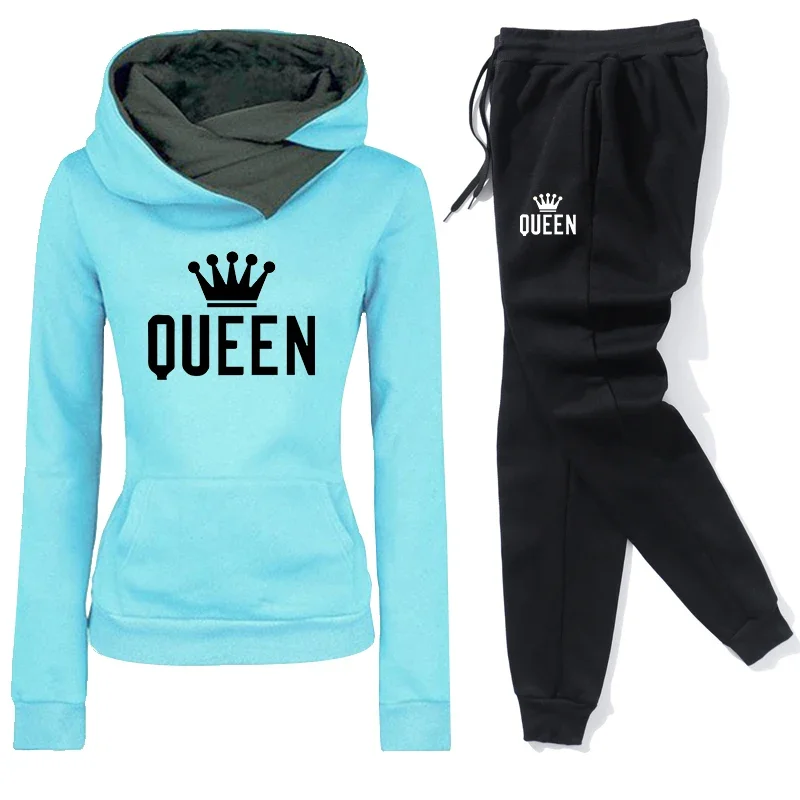 Queen Printing Women's Hoodie Tracksuit 2026 Casual Sweatshirt Outdoors Sports Jogging Clothes Autumn Winter Single Tops Pants