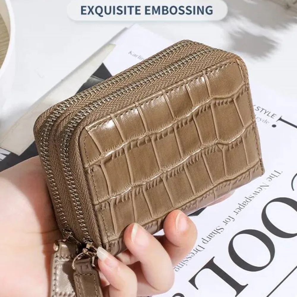 Woman Coin Purse RFID Women's Storage Bag Crocodile-patterned Double-layer Zipper Multi-card Coin Bag Woman Wallet Card Holder