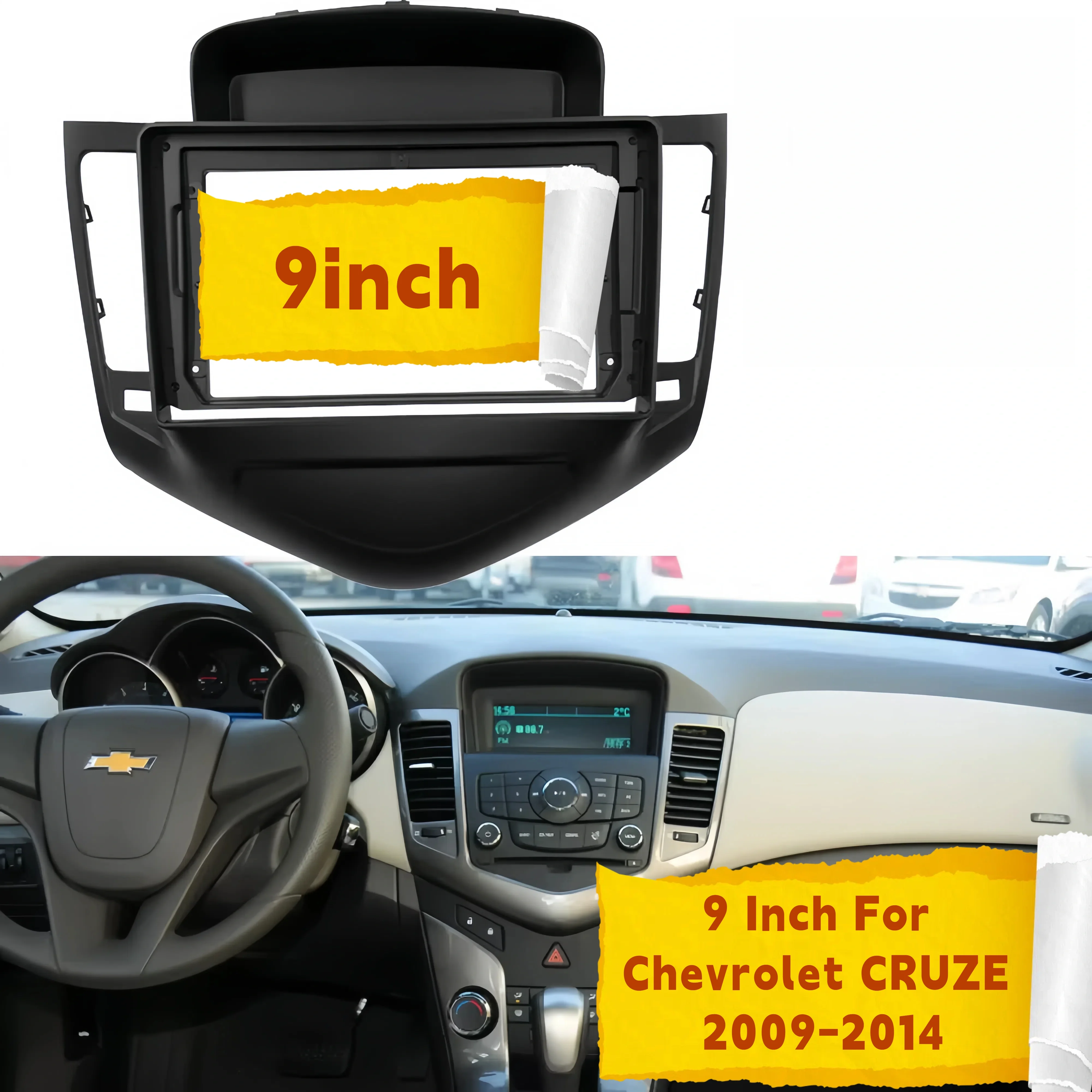 

9 Inch Double Din Radio Player Frame for Chevrolet CRUZE 2009-2014 | Audio Fitting Adaptor & Dash Trim Kits Facia Panel