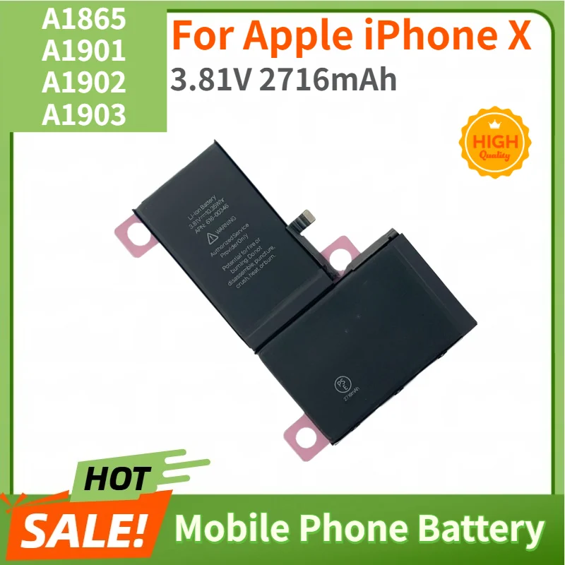 High Quality Battery For Apple iPhone X A1865/A1901/A1902/A1903 Replacement Battery 3.81V 2716mAh
