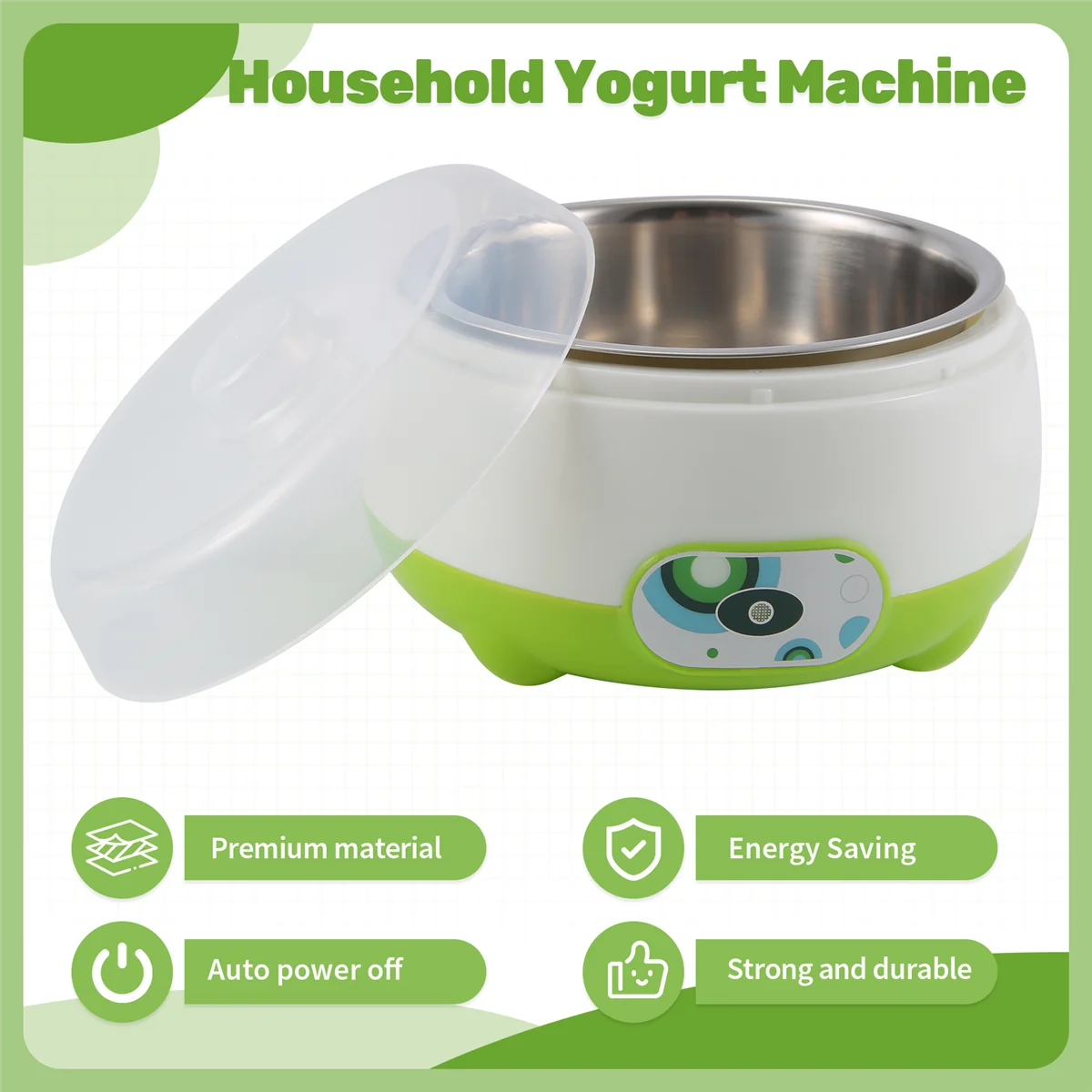 HOT Yoghourt Machine, Automatic Stainless Steel Liner Yogurt Maker Machine Home DIY Yoghourt Container, Yogurt Maker EU Plug